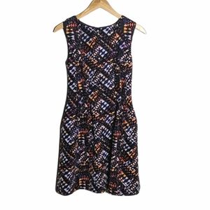 Vince Camuto Fit-n-Flare Sleeveless Dress | Black Purple Orange | Women's Size 2